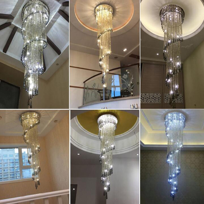 Modern Chandelier For Smoky Gray Crystal Luxury Fixtures Long Interior Stairway Chandelier(WH-NC-33)