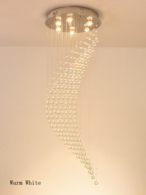 Crystal Modern Chandelier Single Spiral Ladder Foyer Chandelier crystal led pendant lights(WH-NC-34)