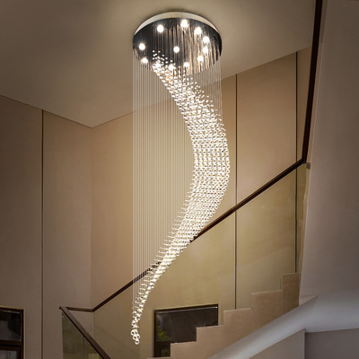 Crystal Modern Chandelier Single Spiral Ladder Foyer Chandelier crystal led pendant lights(WH-NC-34)