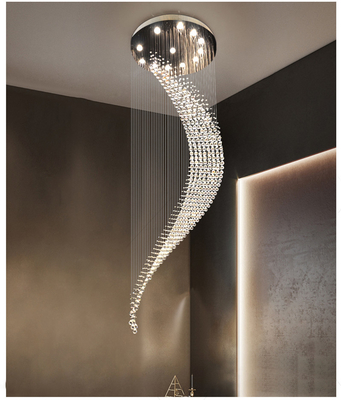 Crystal Modern Chandelier Single Spiral Ladder Foyer Chandelier crystal led pendant lights(WH-NC-34)