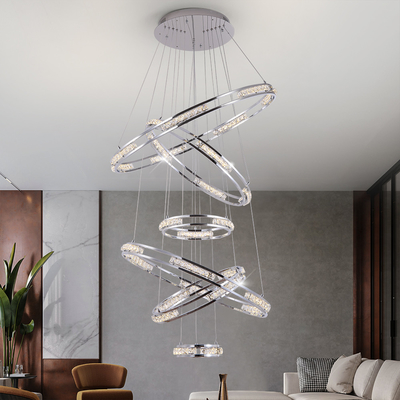 Luxury Crystal Living Room Chandelier Creative Ring Design Lobby Lamp(WH-NC-41)