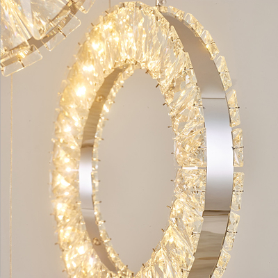 Led Crystal Staircase Chandeliers Modern Rings Hanging Ceiling Lamps(WH-NC-50)