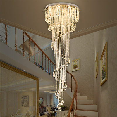 Modern Double Spiral Staircase Lustre Crystal ceiling lights for entrance hallway(WH-NC-54)