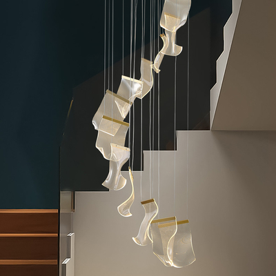 Hall Large Staircase Lighting LED Crystal Chandelier for living room hanging hallway lights(WH-NC-55)