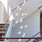 LED square pendant lights hotel villa large spiral staircase chrome Diamond Chandelier(WH-NC-57)