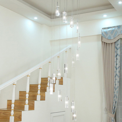 LED Pendant Light Staircase Crystal Chandelier Hanging Lamp Spirl hanging minimalist light(WH-NC-59)