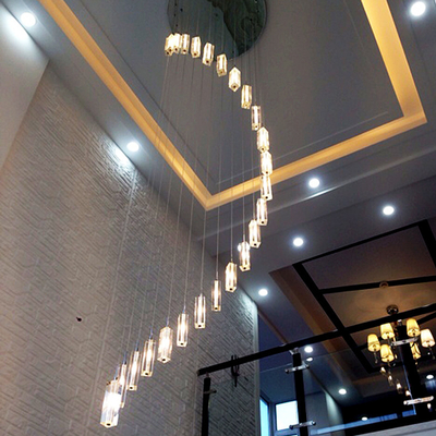 LED Pendant Light Staircase Crystal Chandelier Hanging Lamp Spirl hanging minimalist light(WH-NC-59)