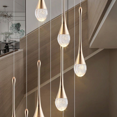 Modern staircase chandelier for living room crystal loft long hanging lamp guzhen lighting(WH-NC-61)