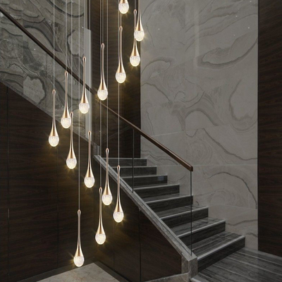 Modern staircase chandelier for living room crystal loft long hanging lamp guzhen lighting(WH-NC-61)