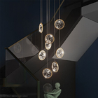 Luxury Crystal Chandelier For Staircase Gold Black Home drop light circle led light lamp(WH-NC-66)