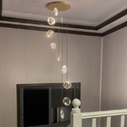 Luxury Crystal Chandelier For Staircase Gold Black Home drop light circle led light lamp(WH-NC-66)