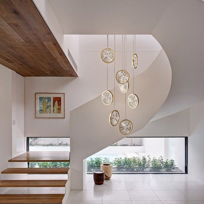 Luxury Crystal Chandelier For Staircase Gold Black Home drop light circle led light lamp(WH-NC-66)