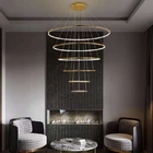 Cicle Chandelier Loft in the Hall Living Dining Room Gold Staircase Ring Pendant light(WH-NC-67)