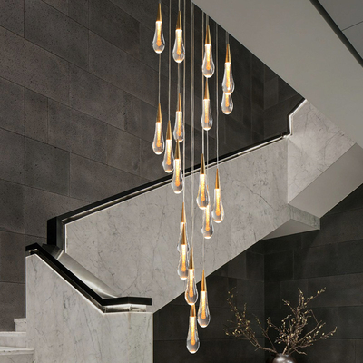 Long modern crystal chandelier for staircase luxury home decor nordic led pendant light(WH-NC-70)