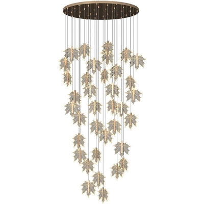 Modern staircase chandelier hotel lobby villa spiral leaf chandelier(WH-NC-74)