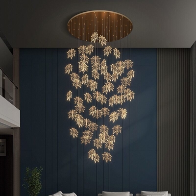 Modern staircase chandelier hotel lobby villa spiral leaf chandelier(WH-NC-74)