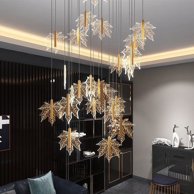 Modern staircase chandelier hotel lobby villa spiral leaf chandelier(WH-NC-74)