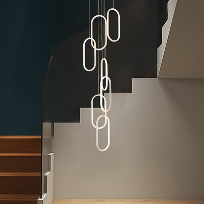 Oval Pendant Light Modern Minimalist Duplex Hall Nordic Living Room Lamp Villa Spiral Staircase Chandelier(WH-NC-75)