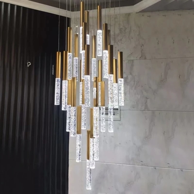 Modern Led Crystal Chandelier For Staircase Lobby Mall Villa Gold loft hanging lamp(WH-NC-84)