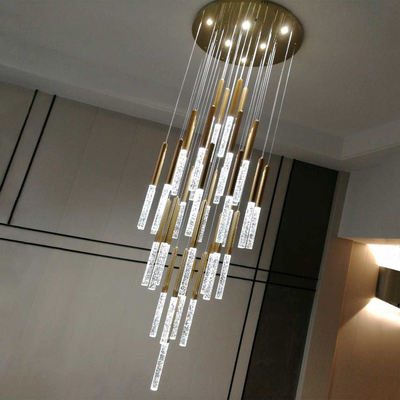 Modern Led Crystal Chandelier For Staircase Lobby Mall Villa Gold loft hanging lamp(WH-NC-84)