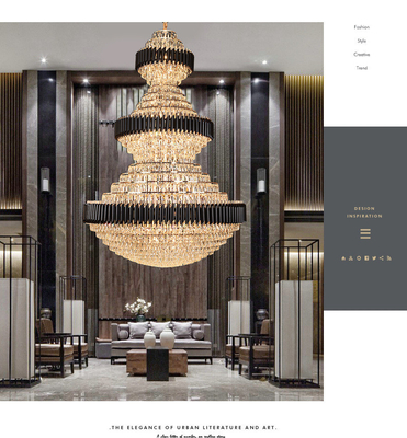 Top luxury Staircase Chandelier Lighting Large Home Decoration Crystal black ceiling light(WH-NC-93)