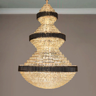 Top luxury Staircase Chandelier Lighting Large Home Decoration Crystal black ceiling light(WH-NC-93)