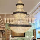 Top luxury Staircase Chandelier Lighting Large Home Decoration Crystal black ceiling light(WH-NC-93)