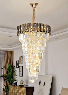 LED Spiral Luxury Crystal Golden Big Chandelier Duplex Building european crystal chandeliers(WH-NC-94)