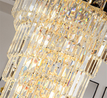 LED Spiral Luxury Crystal Golden Big Chandelier Duplex Building european crystal chandeliers(WH-NC-94)