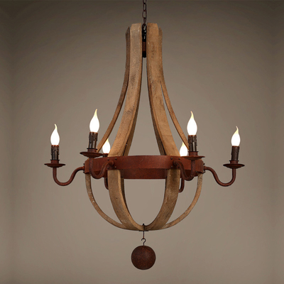 Vintage Wood Chandelier Farmhouse America Pendant Chandeliers Lighting(WH-CI-109)