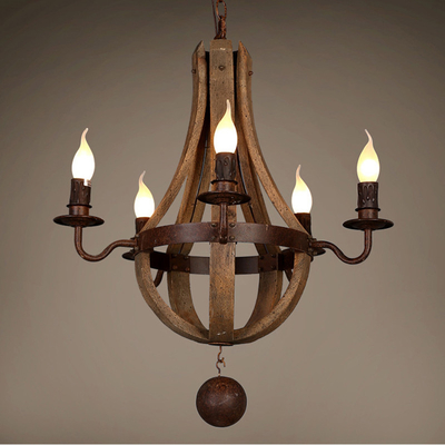 Vintage Wood Chandelier Farmhouse America Pendant Chandeliers Lighting(WH-CI-109)