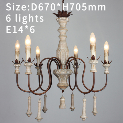 Vintage Foyer chandeliers large wooden lustre rustic lighting suspension retro lamps(WH-CI-111)