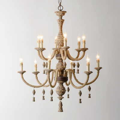 Retro rope chandelier french style antique lights suspension american country chandelier(WH-CI-113)