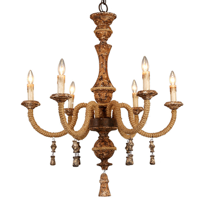 Retro rope chandelier french style antique lights suspension american country chandelier(WH-CI-113)