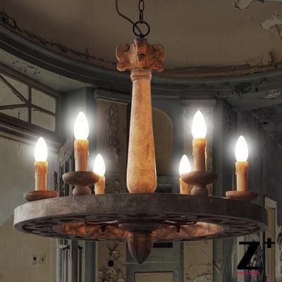 America cottage Farmhouse vintage wheel wooden chandelier woodern lamp(WH-CI-115)