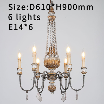 Wood chandeliers lighting french bedroom suspended lights(WH-CI-118)