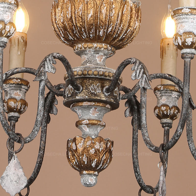 Wood chandeliers lighting french bedroom suspended lights(WH-CI-118)