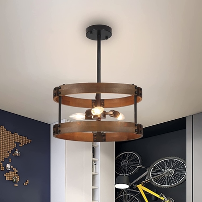 Rustic Farmhouse Ceiling Light 3-Light Semi Mount Chandelier(WH-CI-133)