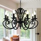 Vintage Wrought Iron Chandelier Candle Light Black Metal country chandelier(WH-CI-137)
