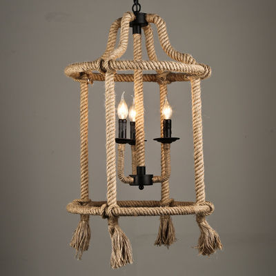  Rope Vintage Industrial Pendant Lamp Loft Dining Room industrial chandelier(WH-CI-144)