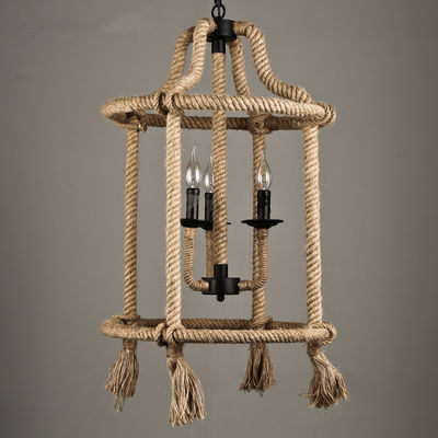  Rope Vintage Industrial Pendant Lamp Loft Dining Room industrial chandelier(WH-CI-144)