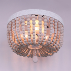 Retro round E27 LED adjustable height wooden bead ceiling chandelier lamp(WH-CI-147)