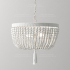 Weathered White wood beads chandelier lighting Pendant bedroom white chandelier(WH-CI-148)