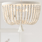 Weathered White wood beads chandelier lighting Pendant bedroom white chandelier(WH-CI-148)