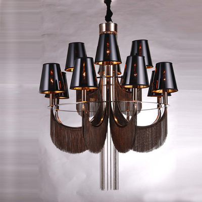 Modern silver Black Tassel chandelier lighting living room luxury chandelier(WH-CC-30）