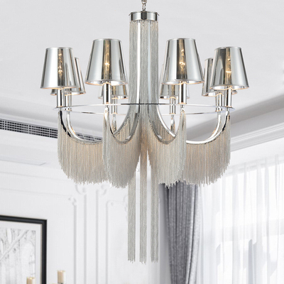 Modern silver Black Tassel chandelier lighting living room luxury chandelier(WH-CC-30）