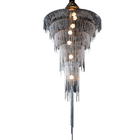 Handmade waterfall led chandelier aluminum chain tassel Black ceiling lamp fixtures(WH-CC-32)