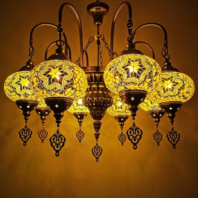 Colorful pendant lamp with handmade glass lampshade southeast antique turkish hanging lamp（WH-DC-28)