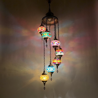 Long staircase chandelier turkish Glass handmade lampshade pendant light(WH-DC-31)