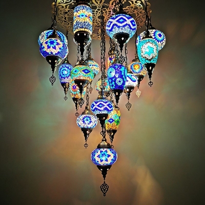 Moroccan Turkish Style Retro Vintage Pendant Light E27 Base Mediterranean Large Chandelier(WH-DC-35)